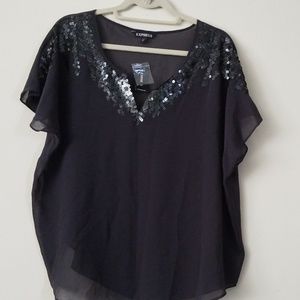 Express dolman sleeve sequin top, M